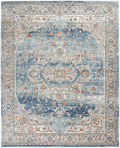 Nourison Home Quarry QUA11 Ivory Blue Traditional Power-loomed Rugs