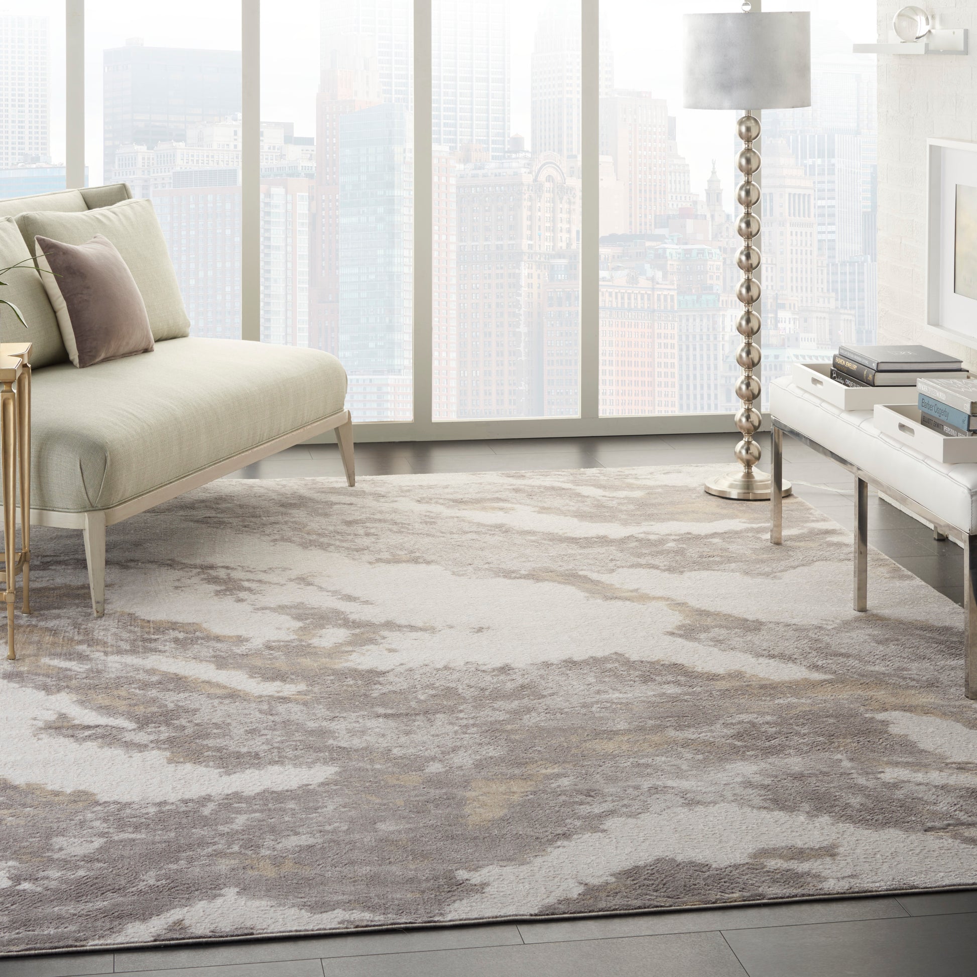 Nourison Home Silky Textures  Brown Ivory  Contemporary