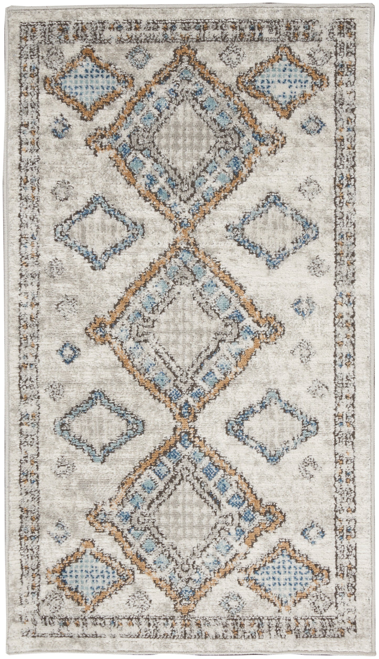 Nourison Home Quarry QUA14 Ivory Grey Blue Contemporary Power-loomed Rugs