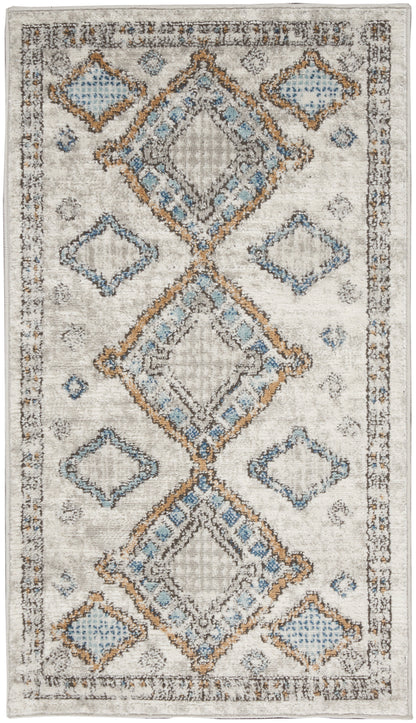 Nourison Home Quarry QUA14 Ivory Grey Blue Contemporary Power-loomed Rugs
