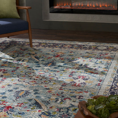 Nourison Home Ankara Global  Teal Multicolor  Traditional