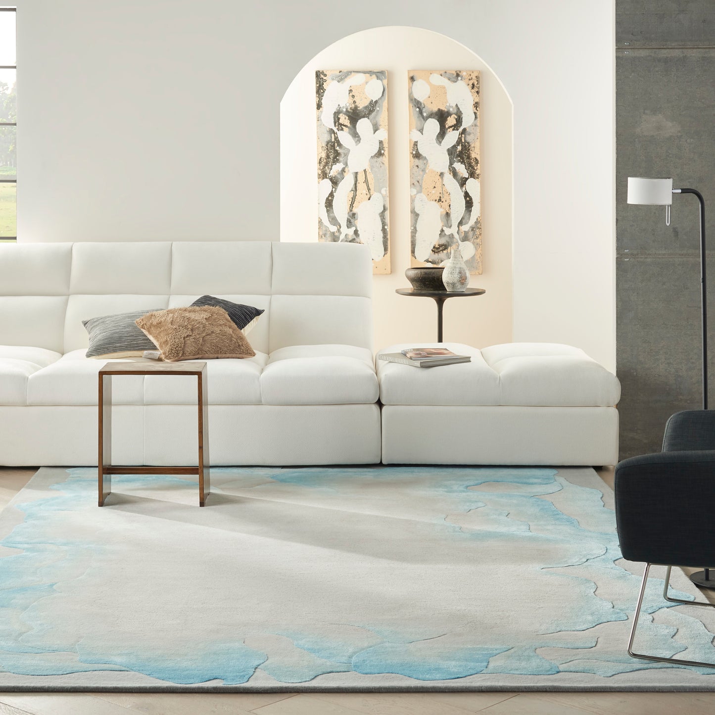 Nourison Home Prismatic  Sea Mist Blue  Contemporary