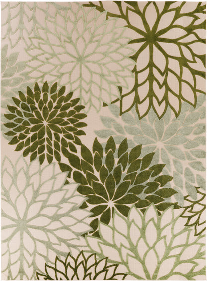 Nourison Home Aloha  Ivory Green  Contemporary