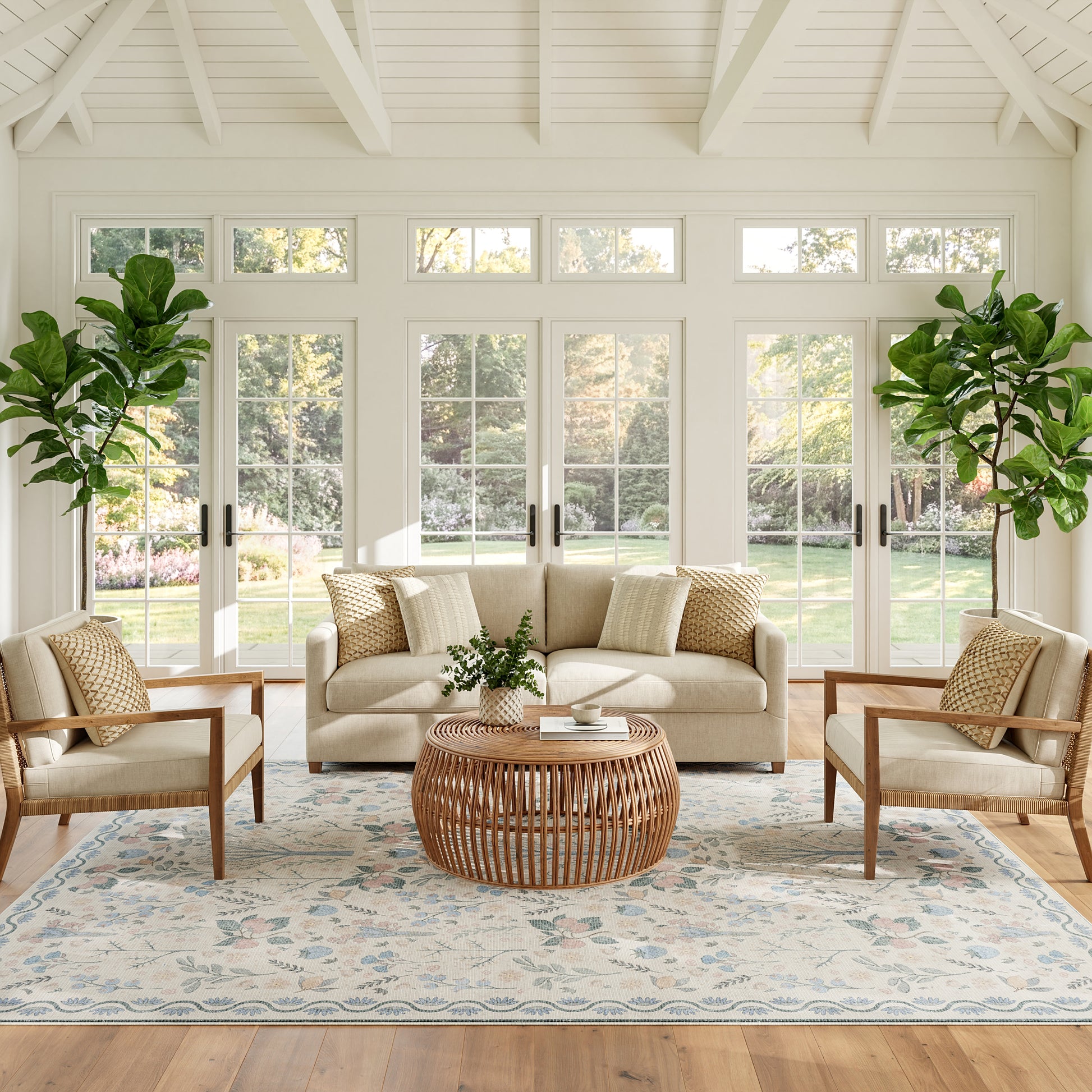 Nourison Home Botanical Washables  Ivory Multicolor  Contemporary
