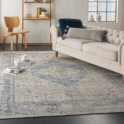 Nourison Home Malta  Ivory Blue  Traditional