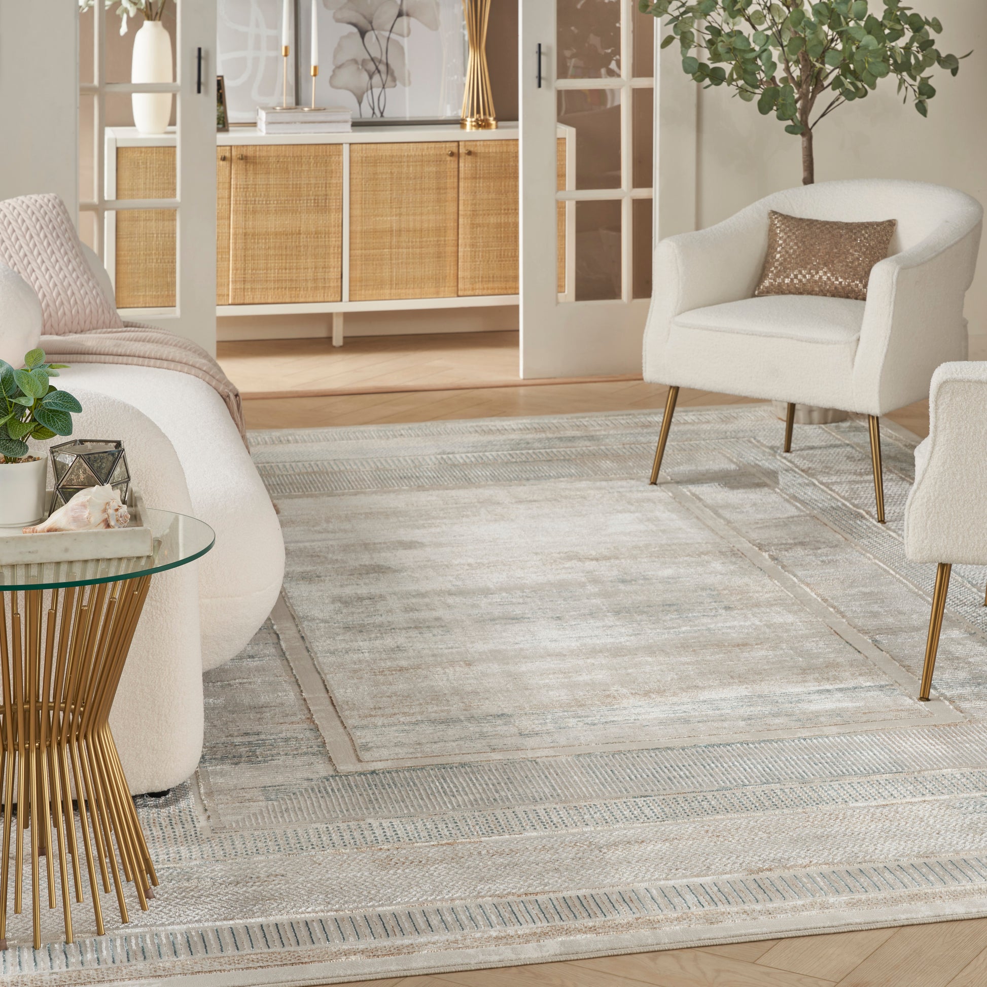 Nourison Home Glitz  Ivory Multicolor  Contemporary