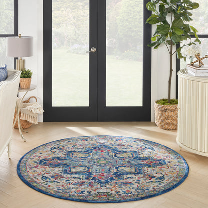 Nourison Home Ankara Global  Grey Navy  Transitional