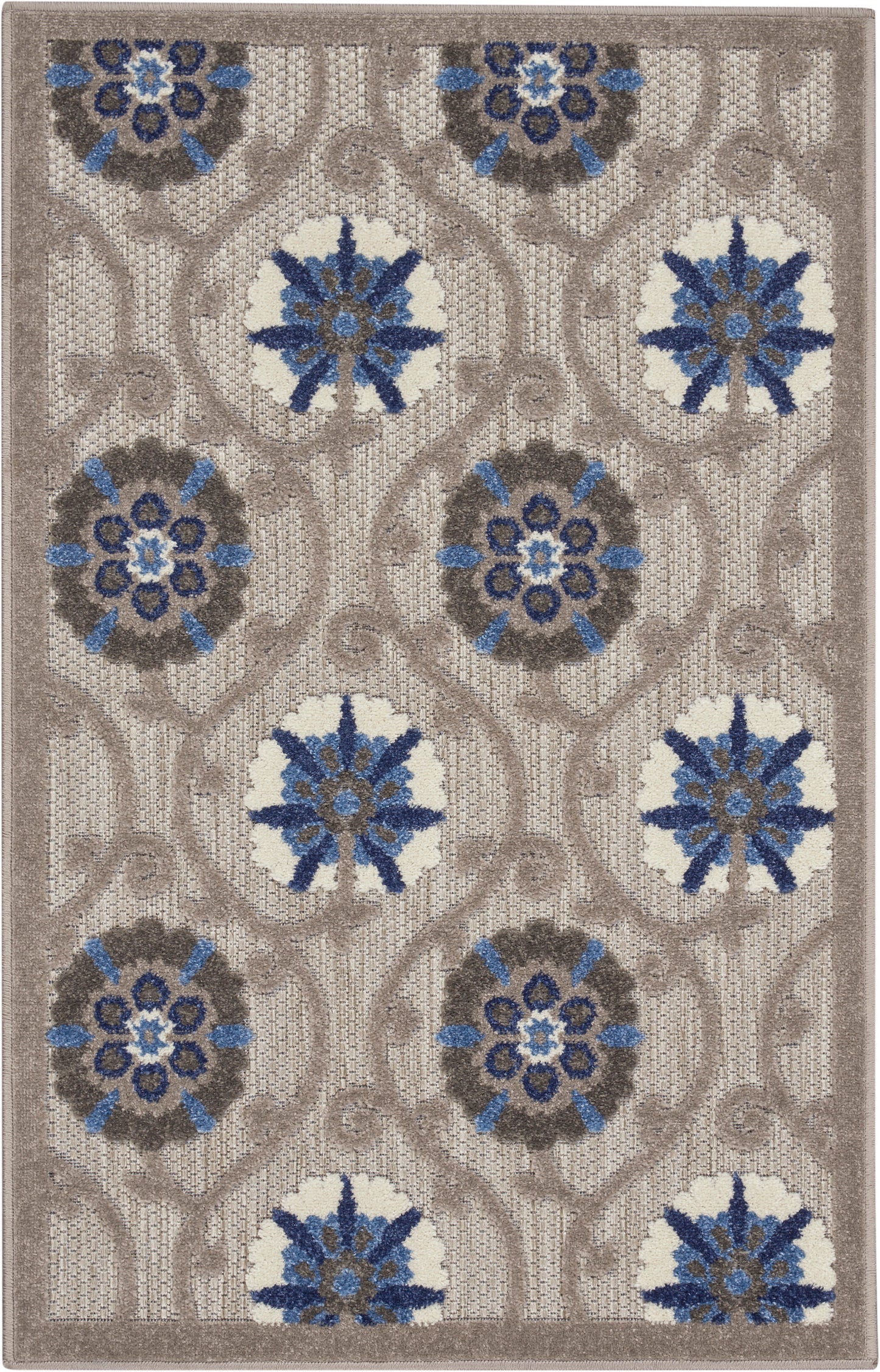 Nourison Home Aloha ALH19 Grey Blue Contemporary Power-loomed Rugs