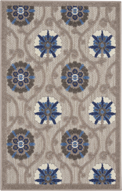 Nourison Home Aloha ALH19 Grey Blue Contemporary Power-loomed Rugs
