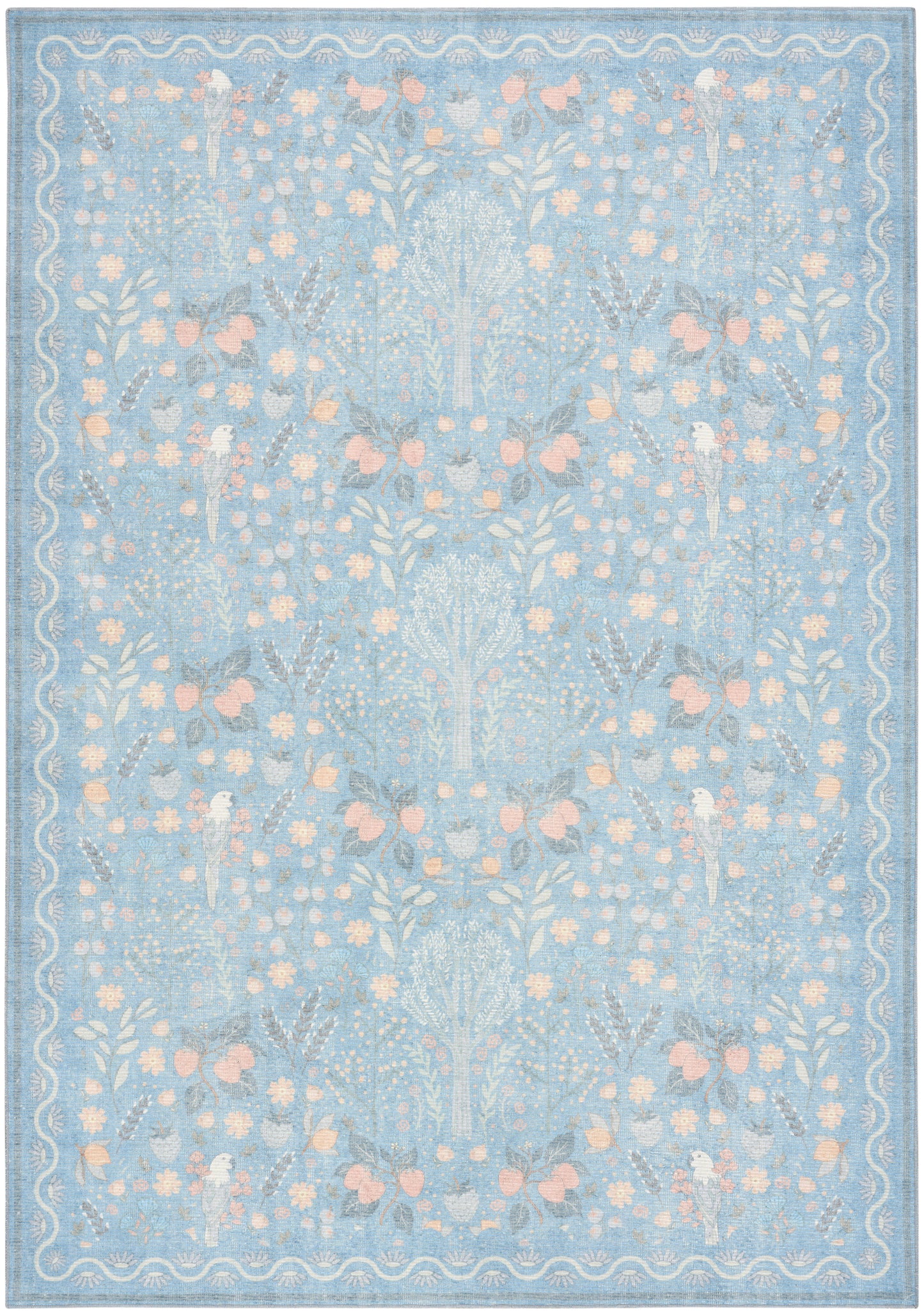 Nourison Home Botanical Washables BOT04 Light Blue Multicolor Contemporary Machine Woven Rug