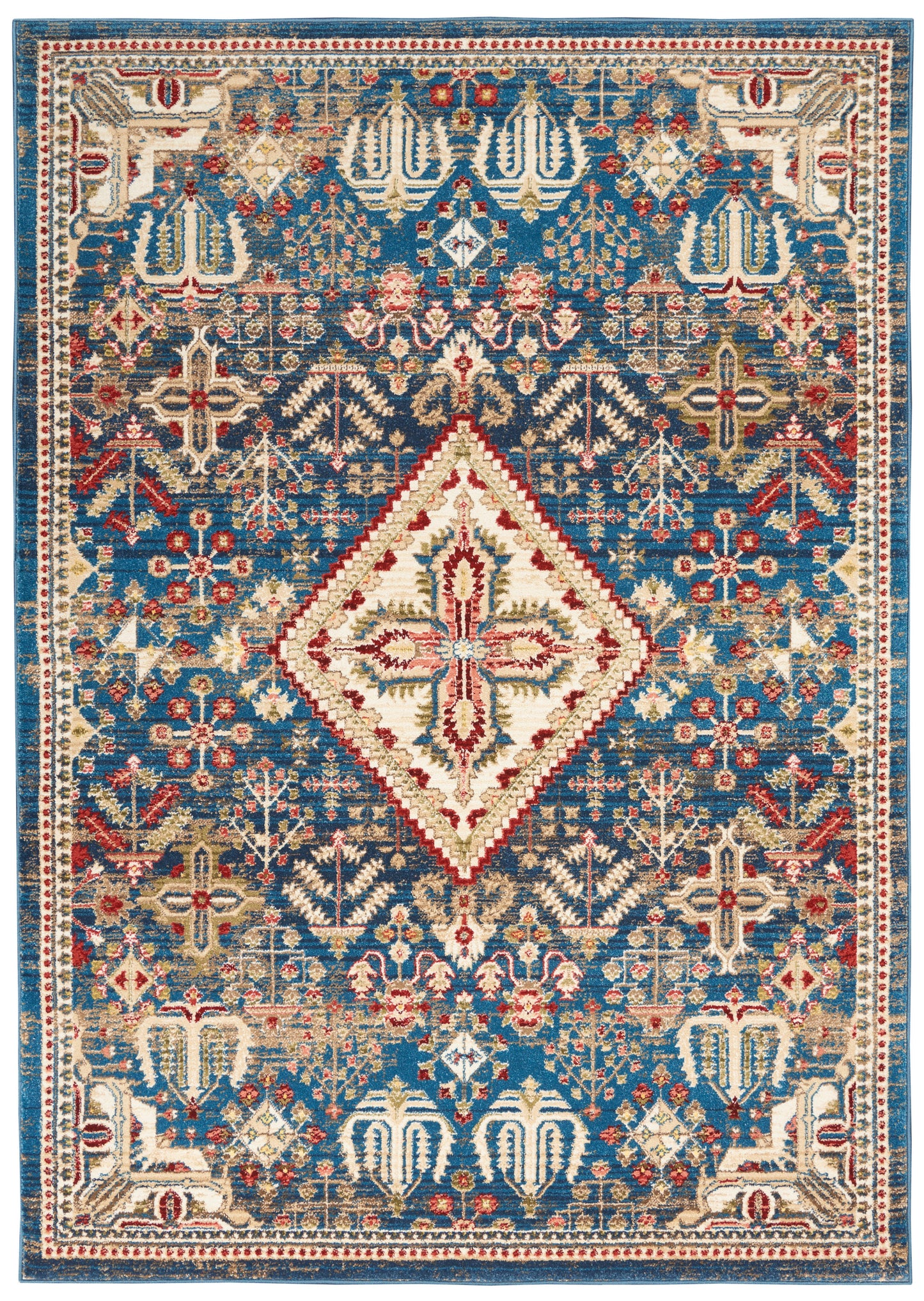 Nourison Home Karisma KAR02 Blue Ivory Traditional Power-loomed Rug