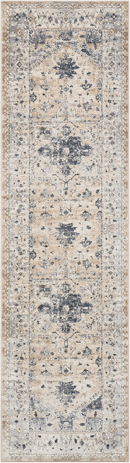 Nourison Home Malta MAI02 Beige Blue Traditional Power-loomed Rug