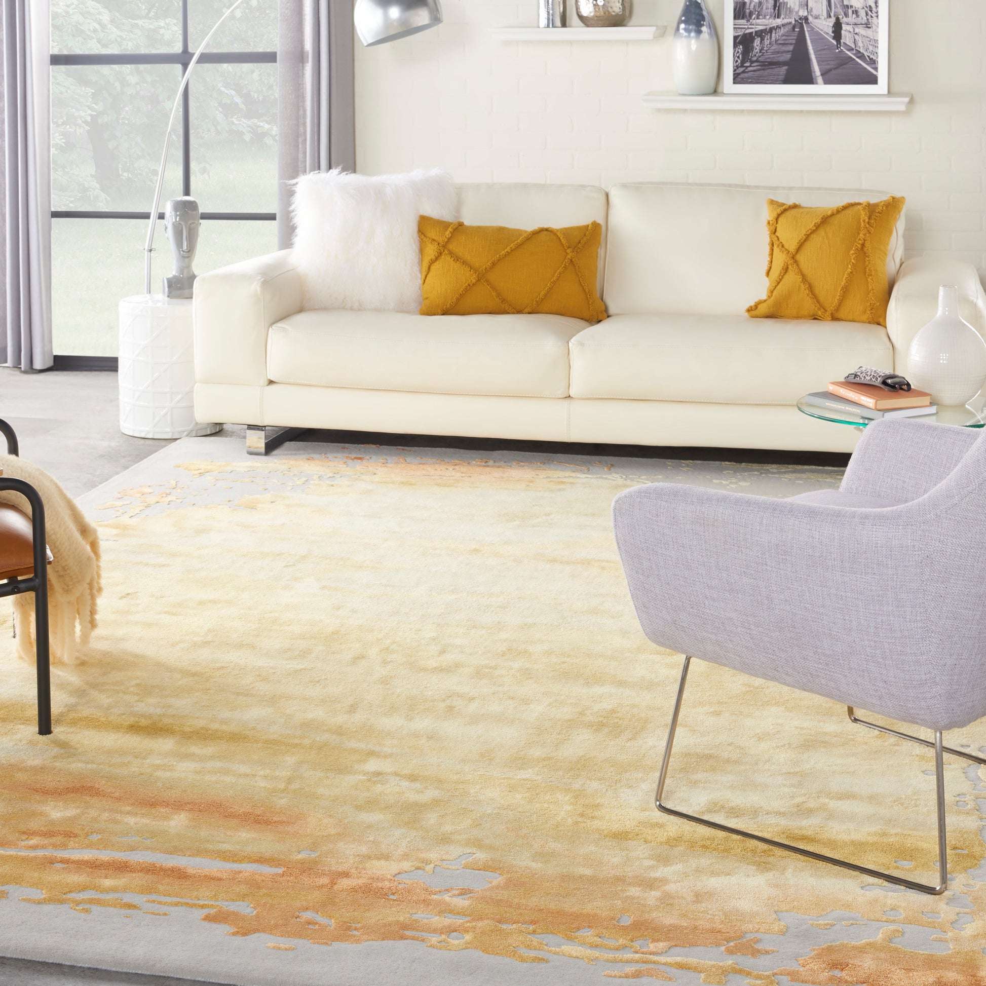 Nourison Home Prismatic  Grey Gold  Contemporary