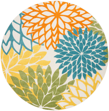Nourison Home Aloha ALH05 Turquoise Multicolor Contemporary Power-loomed Rugs