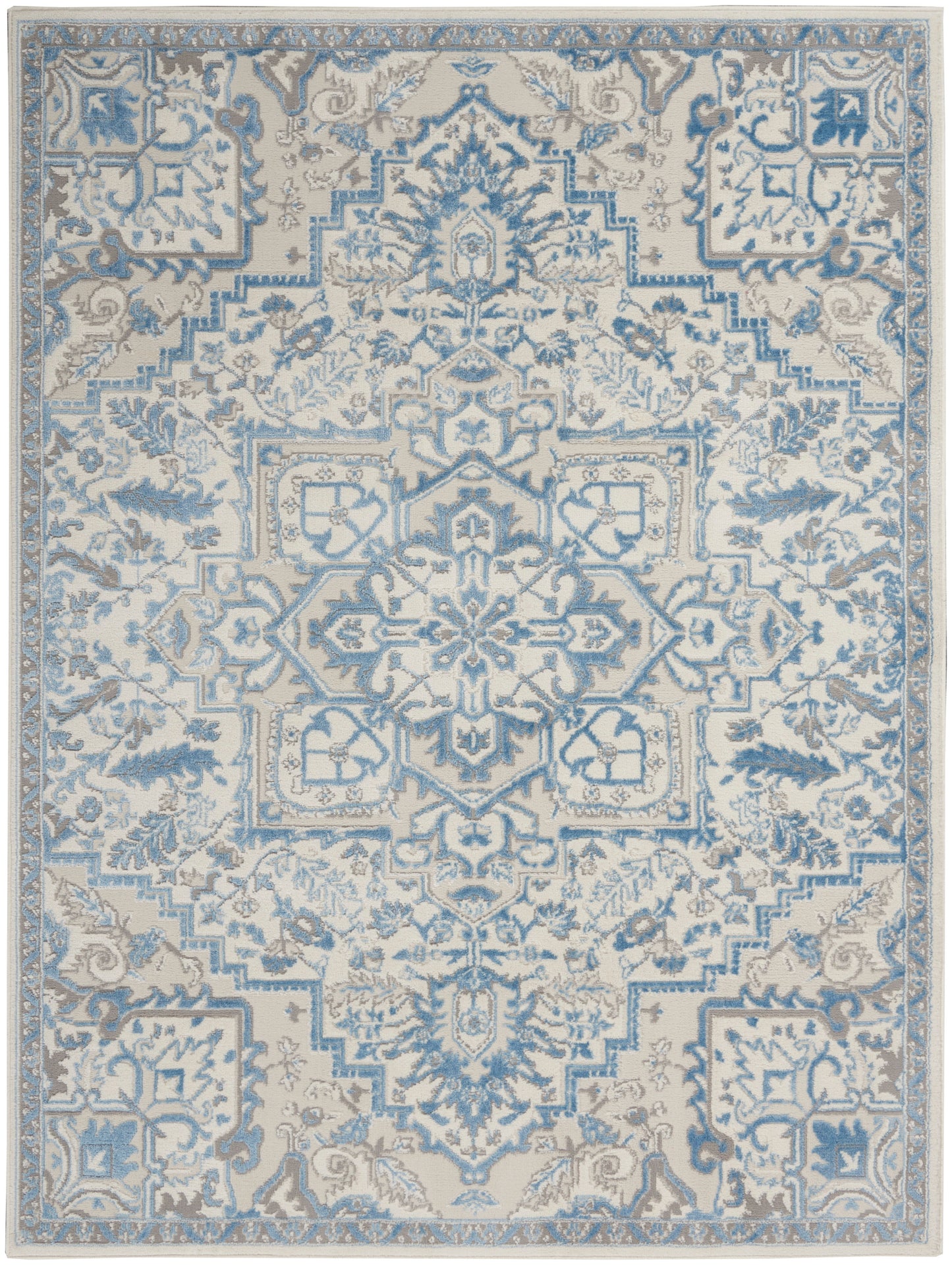 Nourison Home Elation ETN10 Ivory Blue Traditional Power-loomed Rug