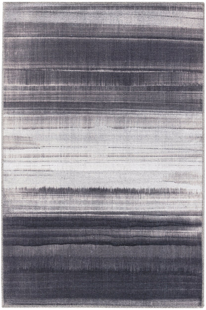 Calvin Klein Launder LDR01 Ivory Black Contemporary Power-loomed Rug