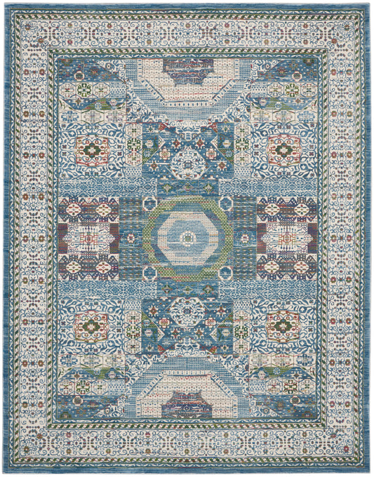 Nourison Home Ankara Global  Ivory Light Blue  Transitional