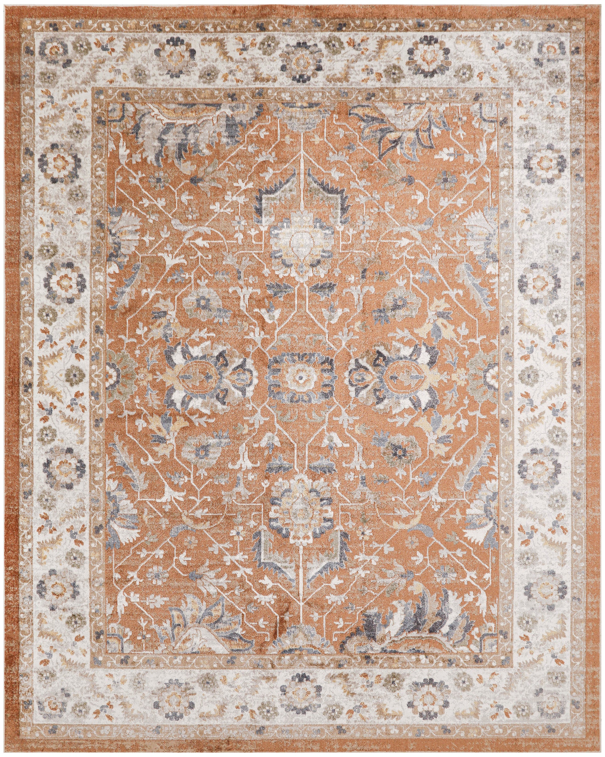 Nourison Home Astra Machine Washable  Rust Ivory  Traditional
