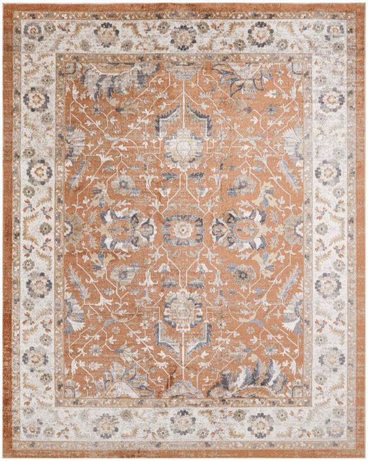 Nourison Home Astra Machine Washable  Rust Ivory  Traditional