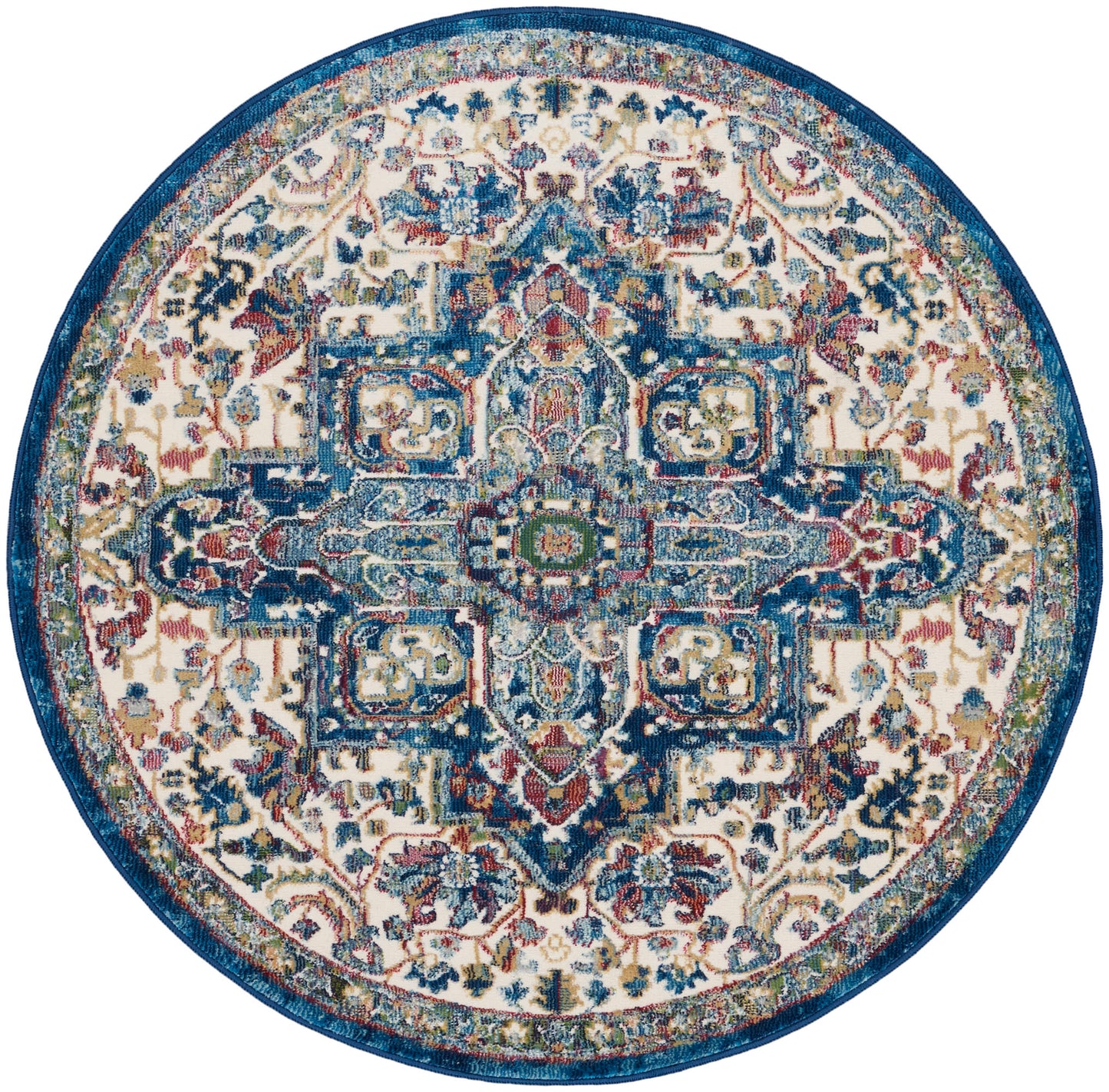Nourison Home Ankara Global ANR15 Ivory Navy Transitional Power-loomed Rug