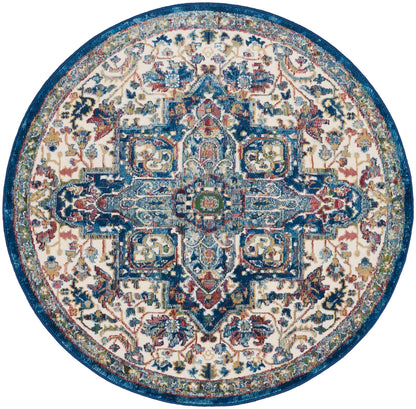 Nourison Home Ankara Global ANR15 Ivory Navy Transitional Power-loomed Rug