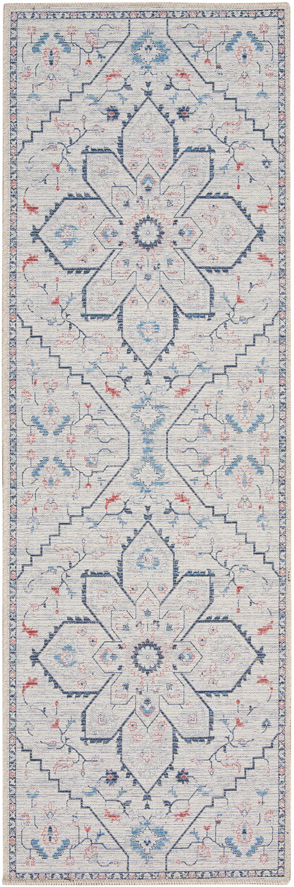 Nourison Home New Concept Washables SR110 Ivory Blue Contemporary Machine Woven Rug