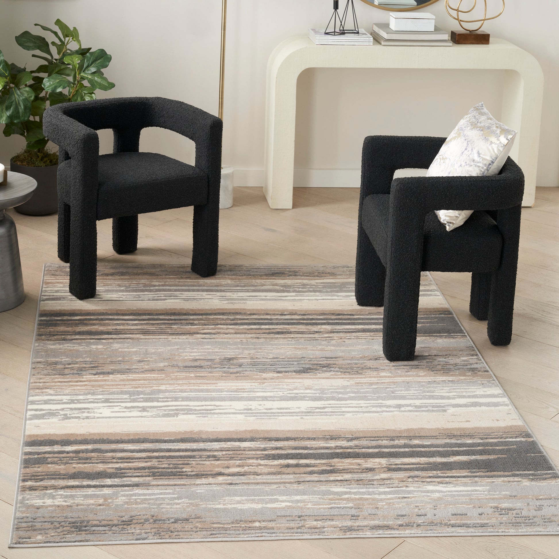 Nourison Home Jubilant  Grey Beige  Contemporary