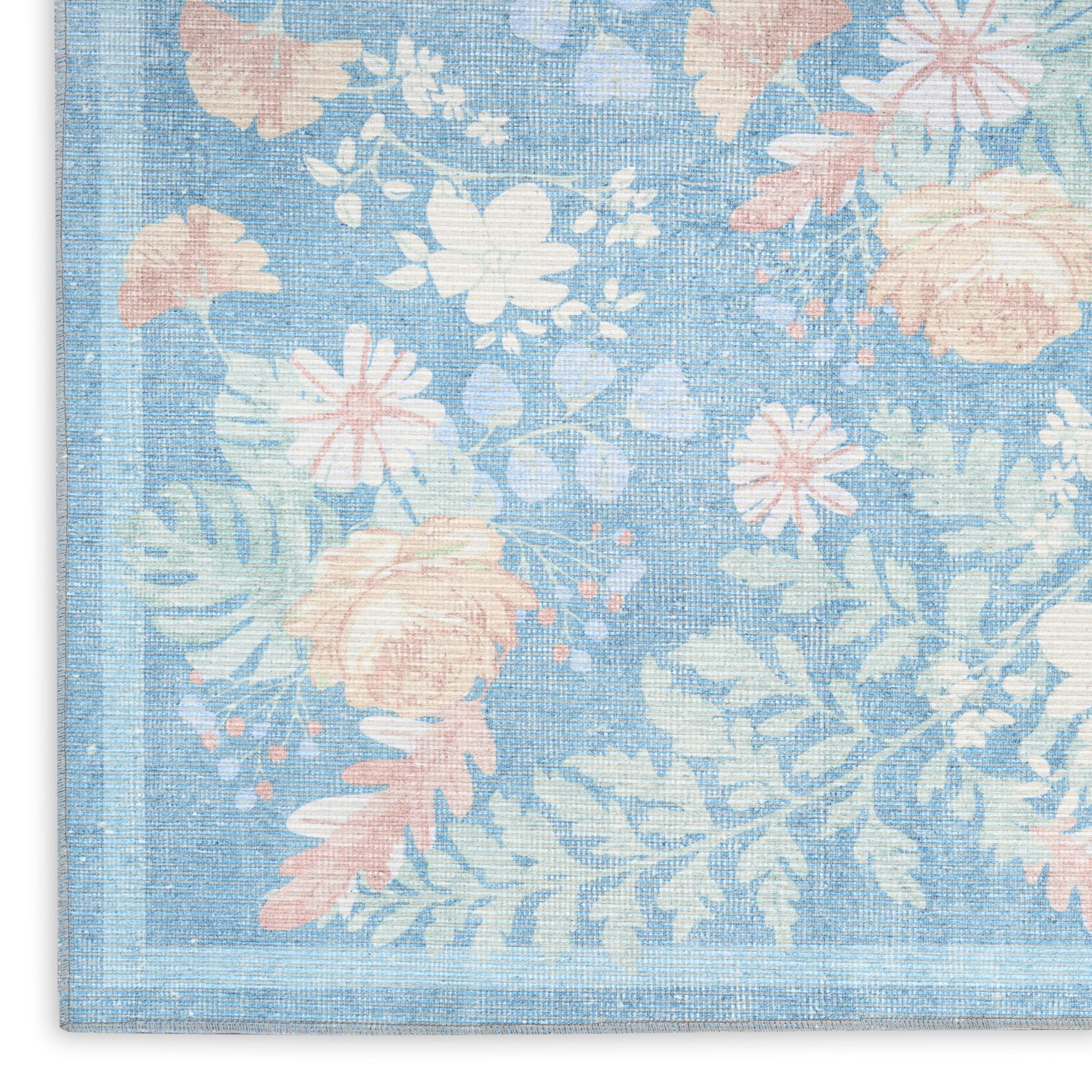 Nourison Home Botanical Washables  Blue Multicolor  Contemporary