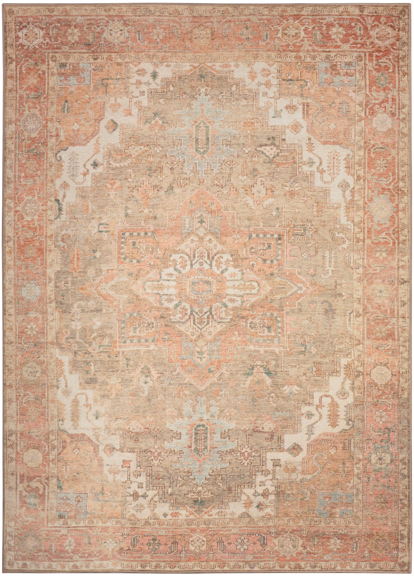 Nourison Home Vintage Washables VWS07 Coral Taupe Traditional Flat Weave Rug