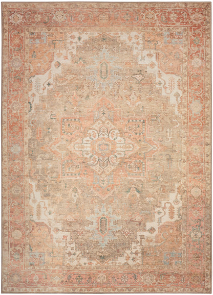 Nourison Home Vintage Washables VWS07 Coral Taupe Traditional Flat Weave Rug