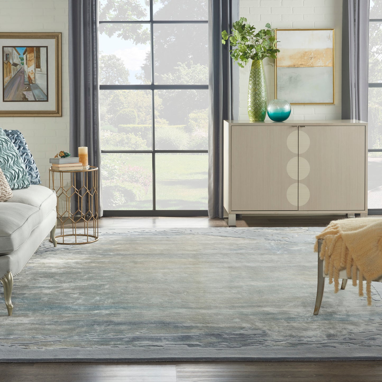 Nourison Home Prismatic  Seafoam Silver  Contemporary
