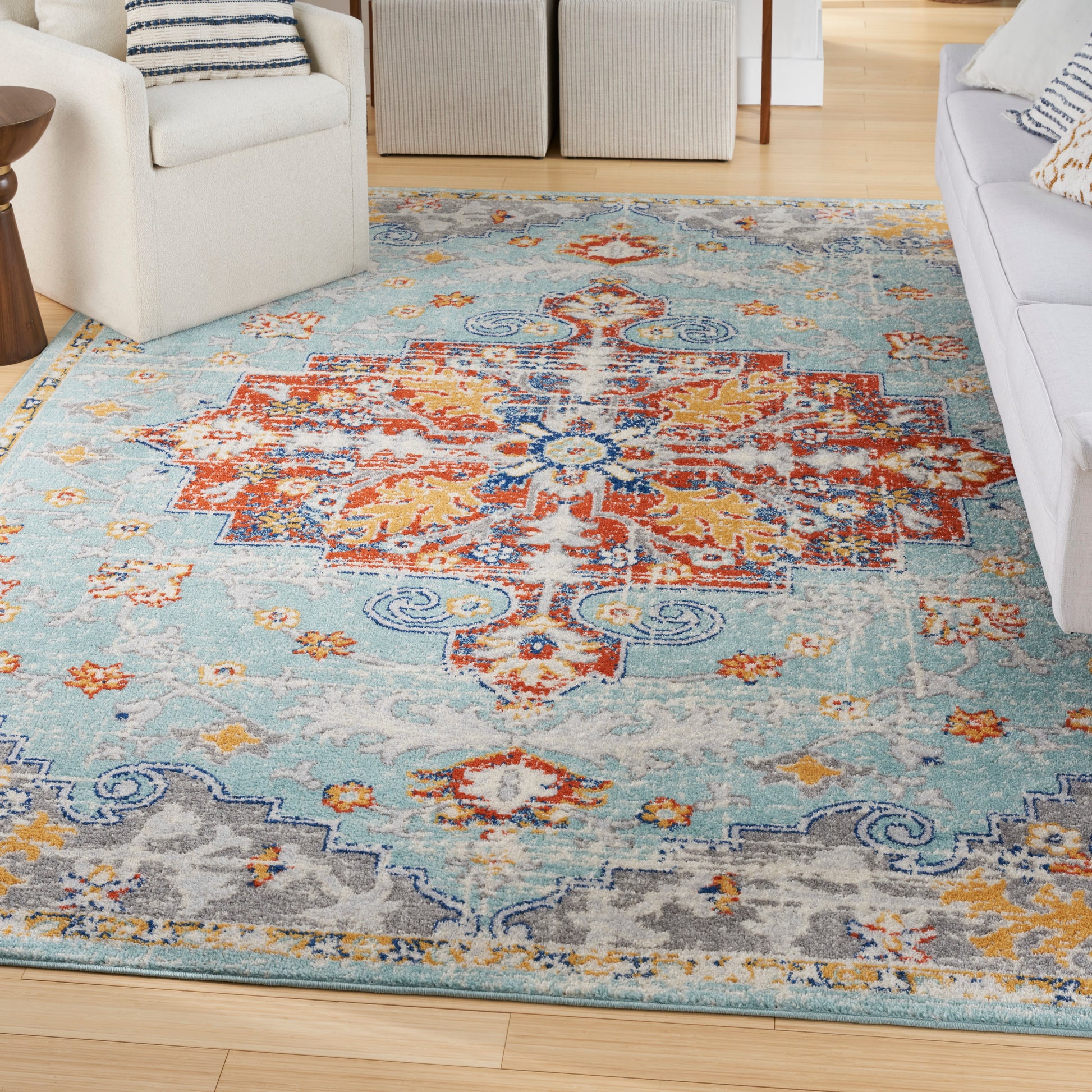Nourison Home Passion  Aqua Multicolor  Traditional