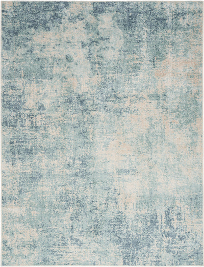 Nourison Home Astra Machine Washable  Blue Ivory  Contemporary