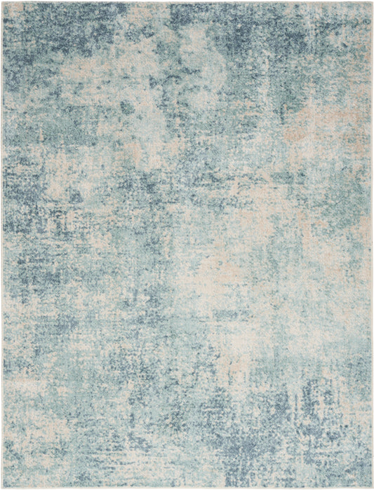 Nourison Home Astra Machine Washable  Blue Ivory  Contemporary