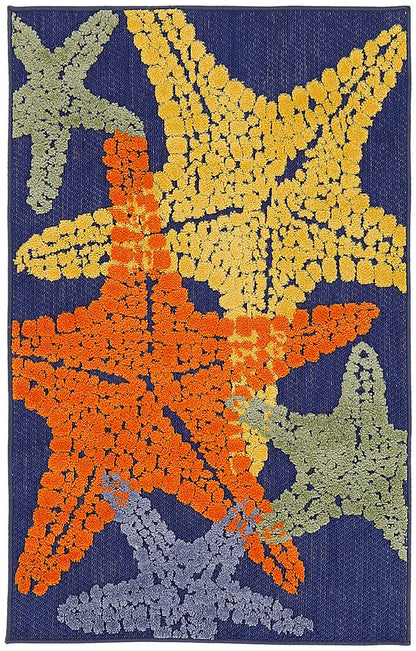 Nourison Home Aloha ALH28 Blue Multicolor Contemporary Power-loomed Rugs