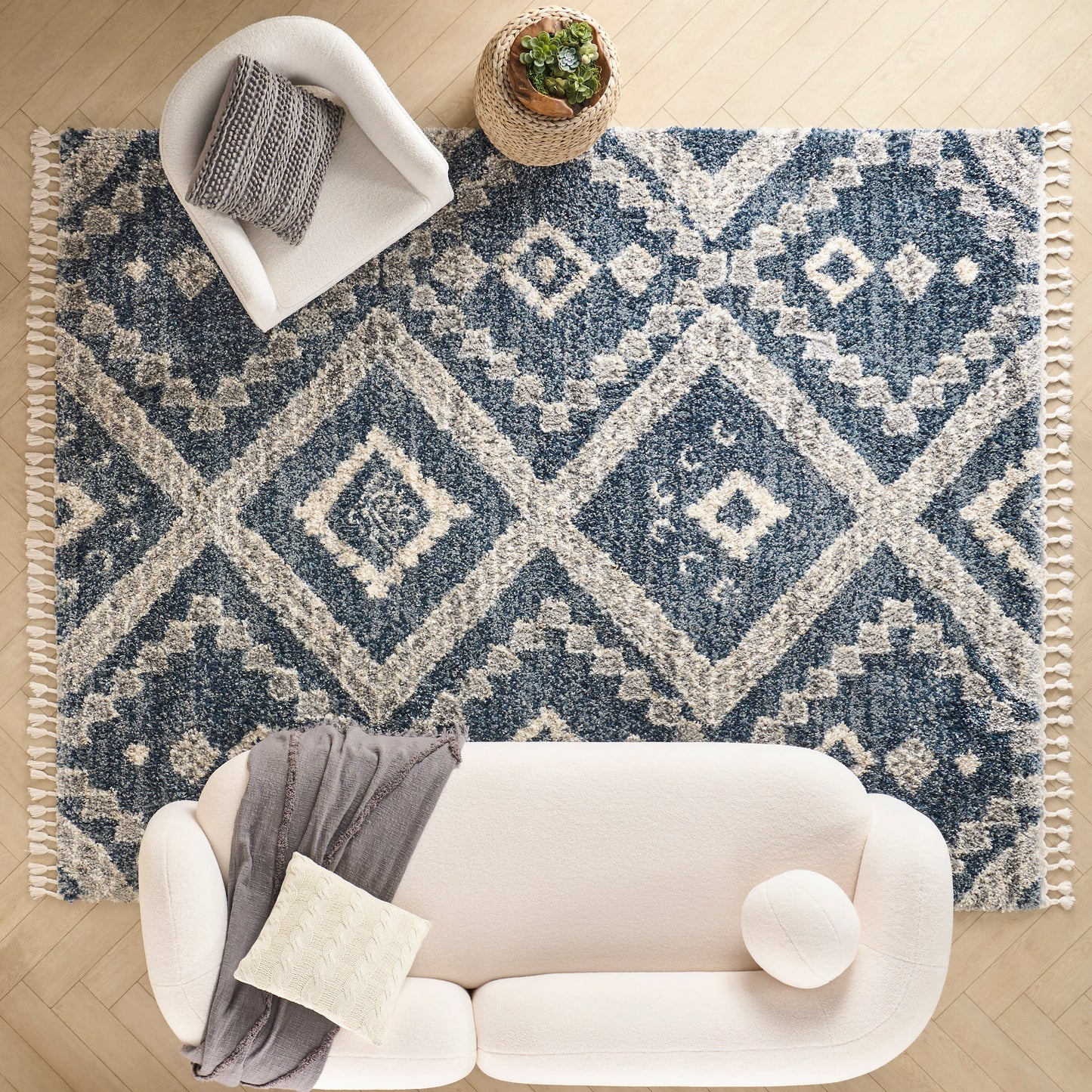 Nourison Home Oslo Shag  Denim Blue  Contemporary