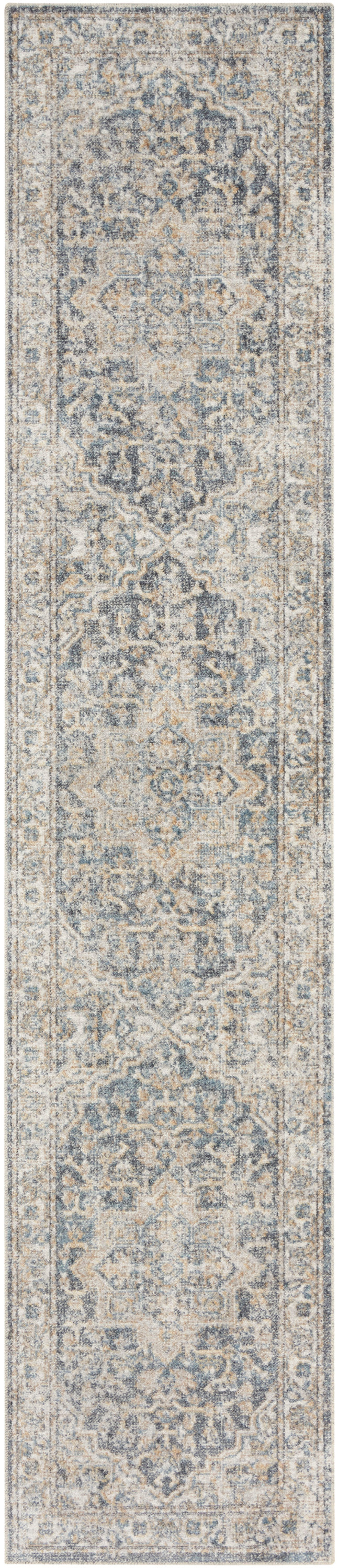 Nourison Home Astra Machine Washable ASW12 Grey Blue Traditional Power-loomed Rug