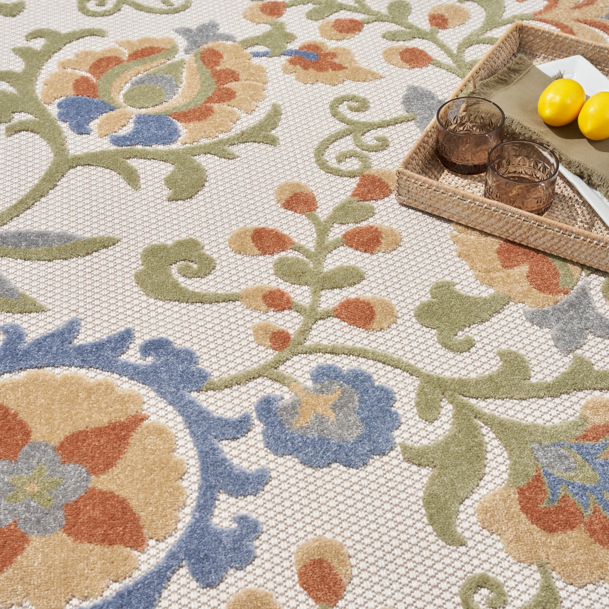 Nourison Home Aloha  Ivory Blue  Contemporary