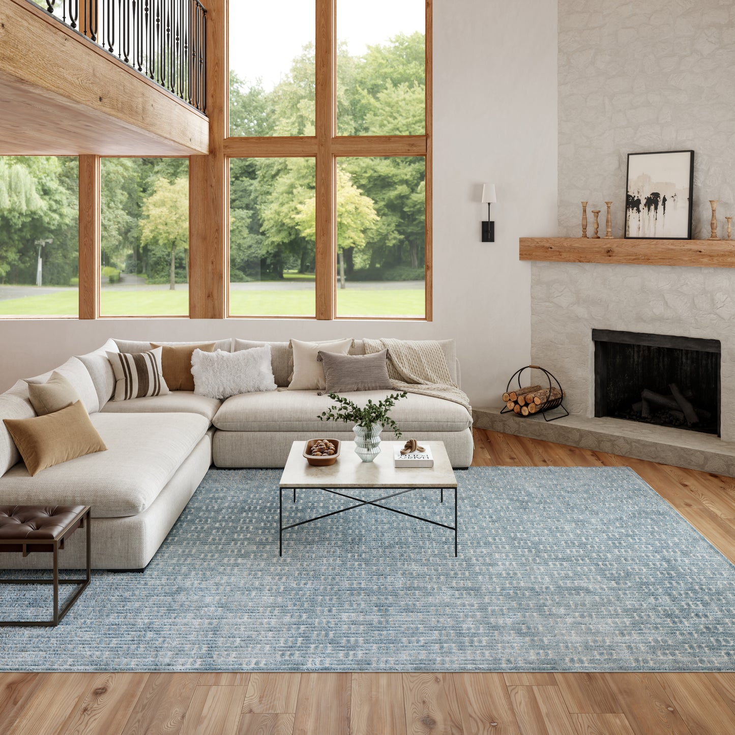 Nourison Home Washable Charm  Blue Ivory  Contemporary