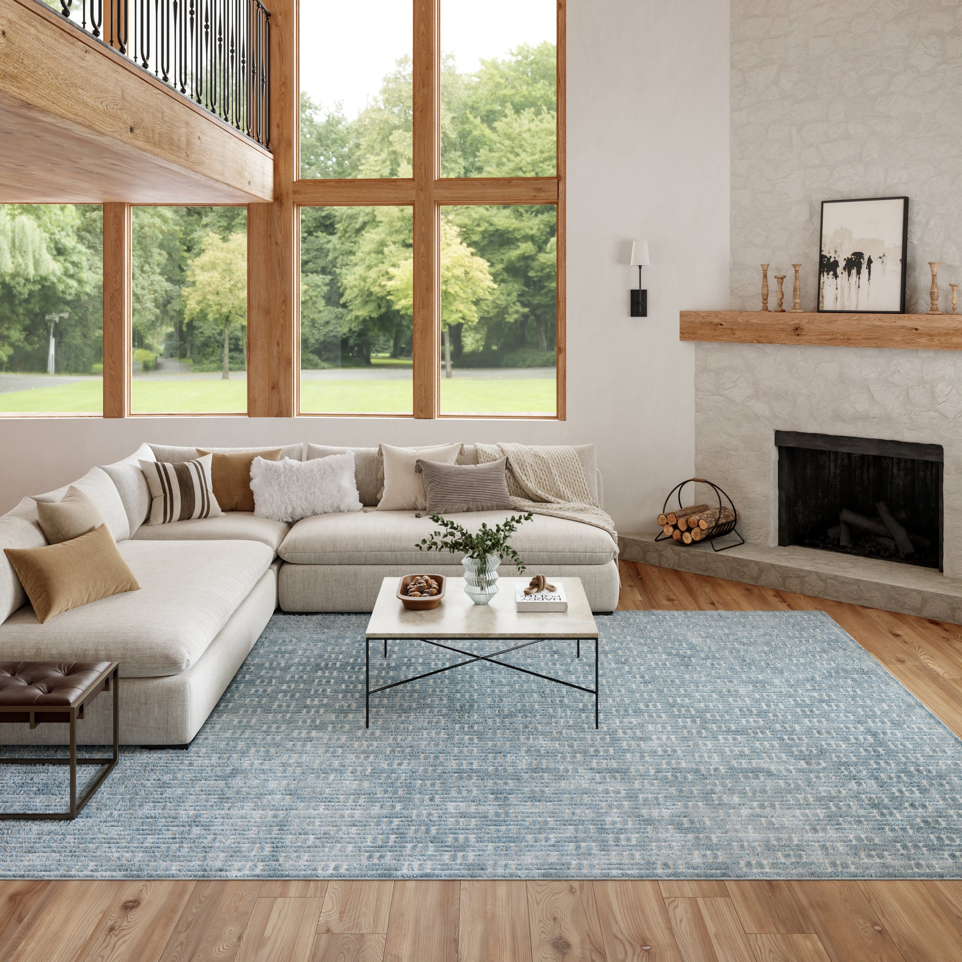 Nourison Home Washable Charm  Blue Ivory  Contemporary