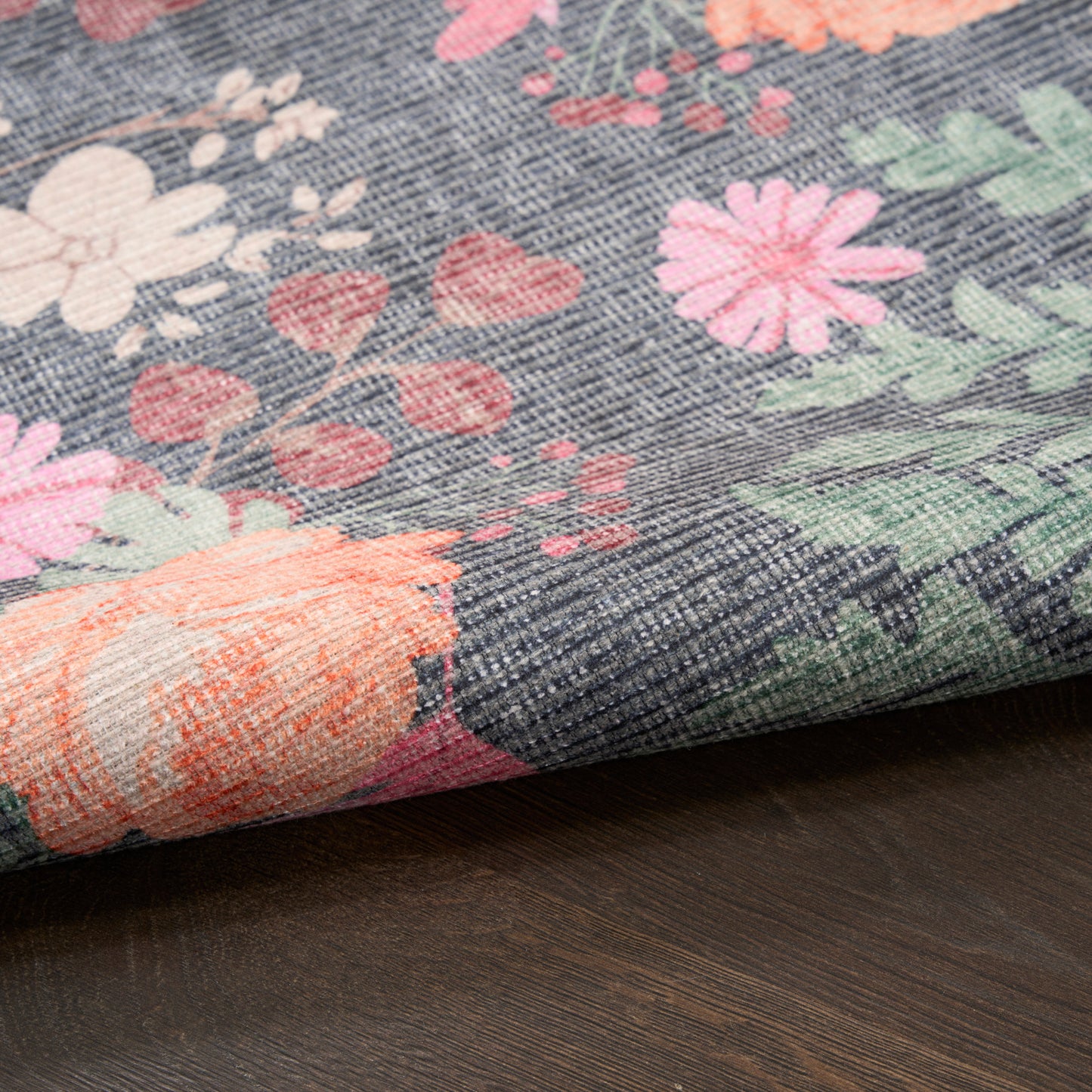 Nourison Home Botanical Washables  Charcoal Multicolor  Contemporary