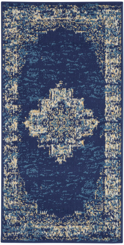 Nourison Home Grafix GRF14 Navy Blue Transitional Power-loomed Rug