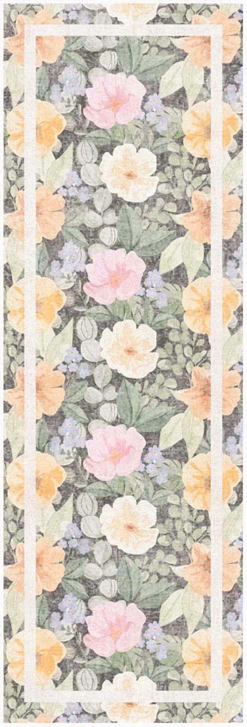 Nourison Home Botanical Washables BOT01 Charcoal Multicolor Contemporary Machine Woven Rug