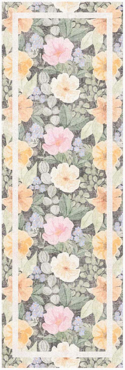 Nourison Home Botanical Washables BOT01 Charcoal Multicolor Contemporary Machine Woven Rug