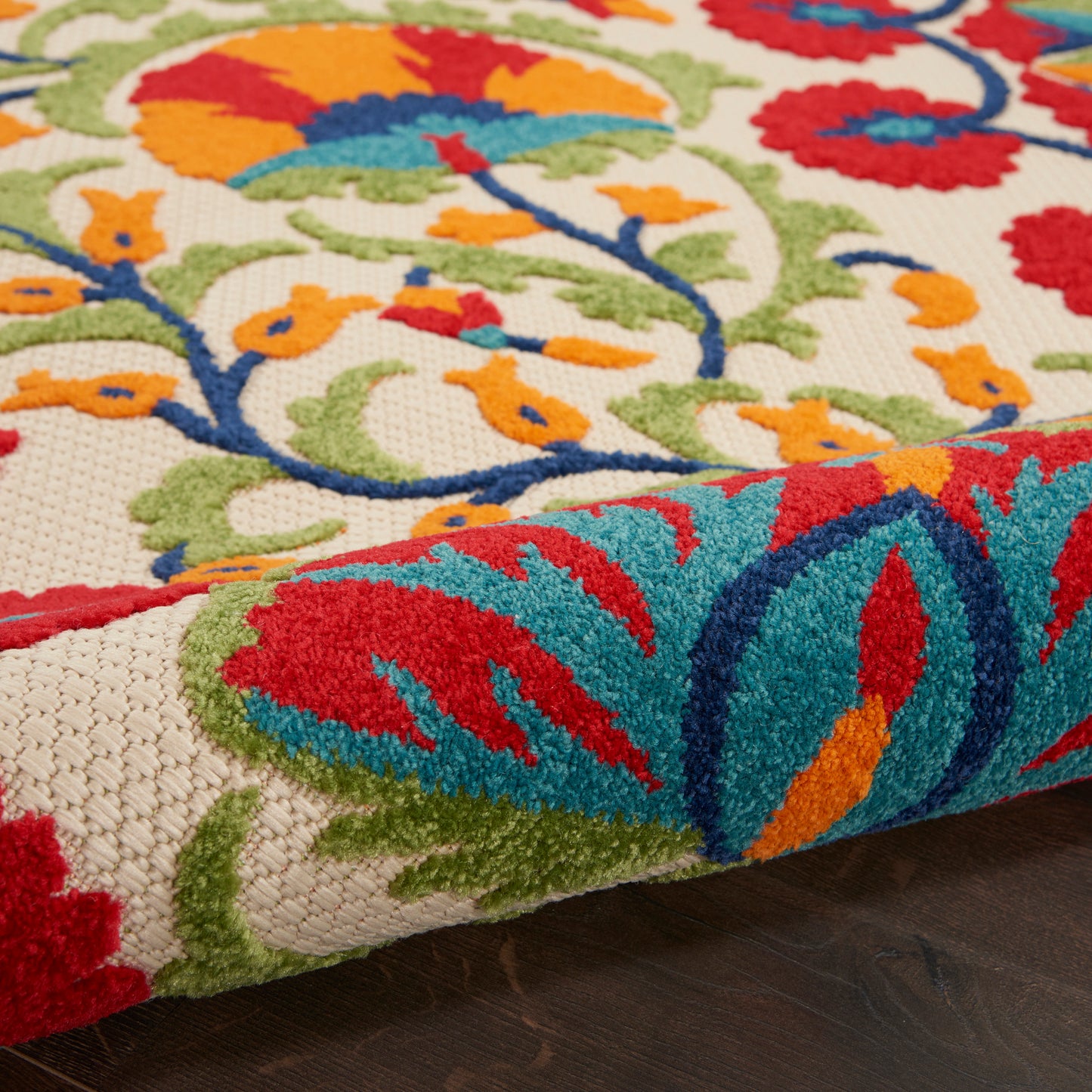 Nourison Home Aloha  Red Multicolor  Contemporary