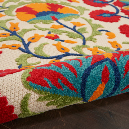 Nourison Home Aloha  Red Multicolor  Contemporary