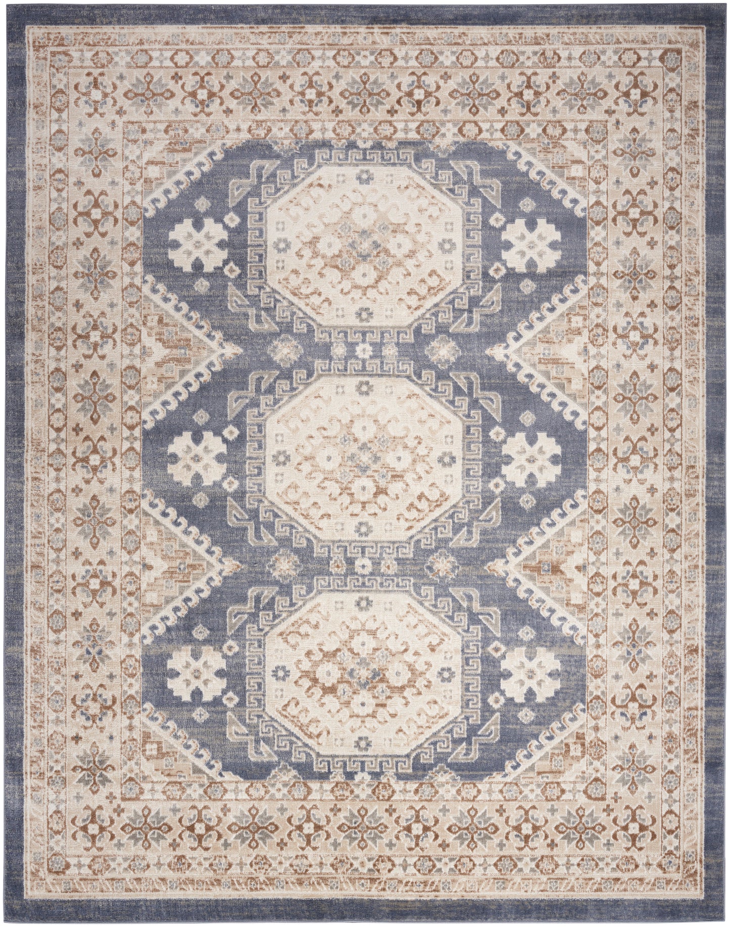 Nourison Home Serenity Home SRH01 Ivory Blue Traditional Loom-woven Rug