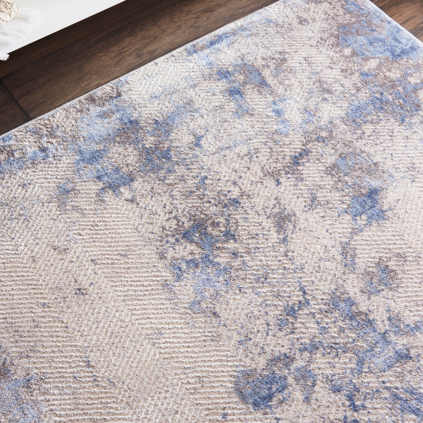 Nourison Home Silky Textures  Blue Ivory Grey  Contemporary