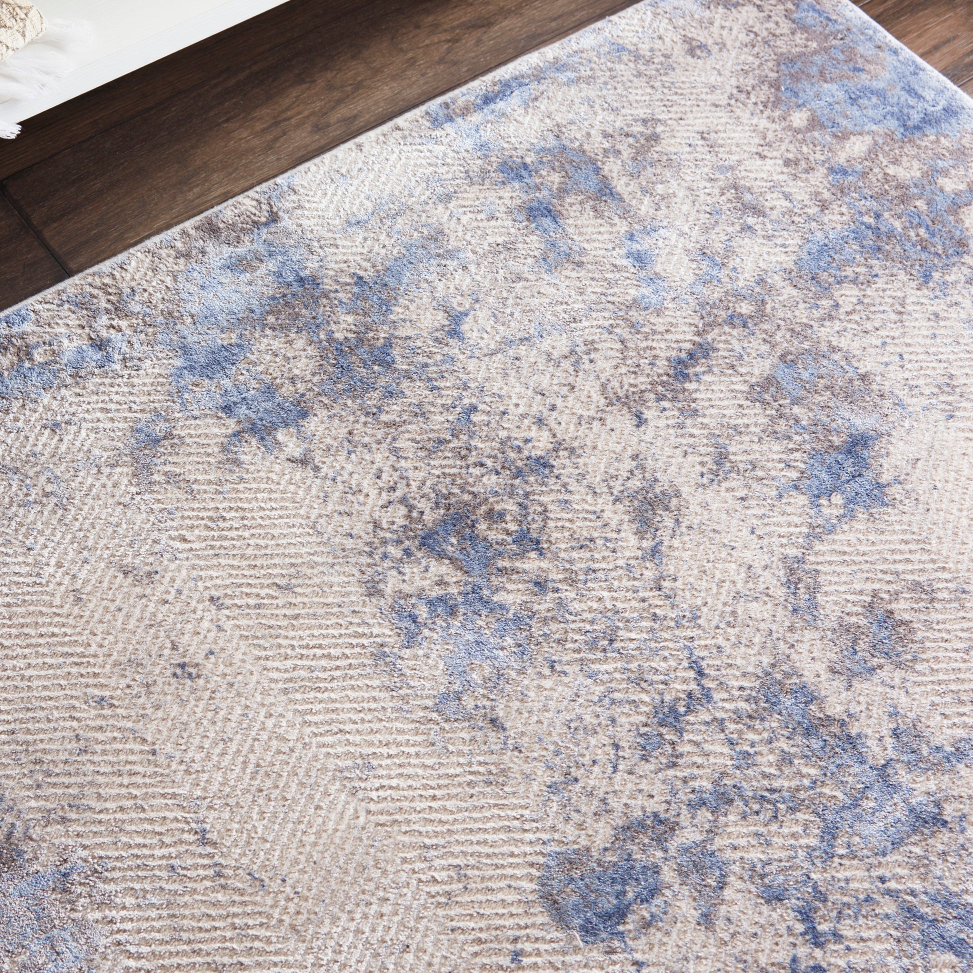 Nourison Home Silky Textures  Blue Ivory Grey  Contemporary