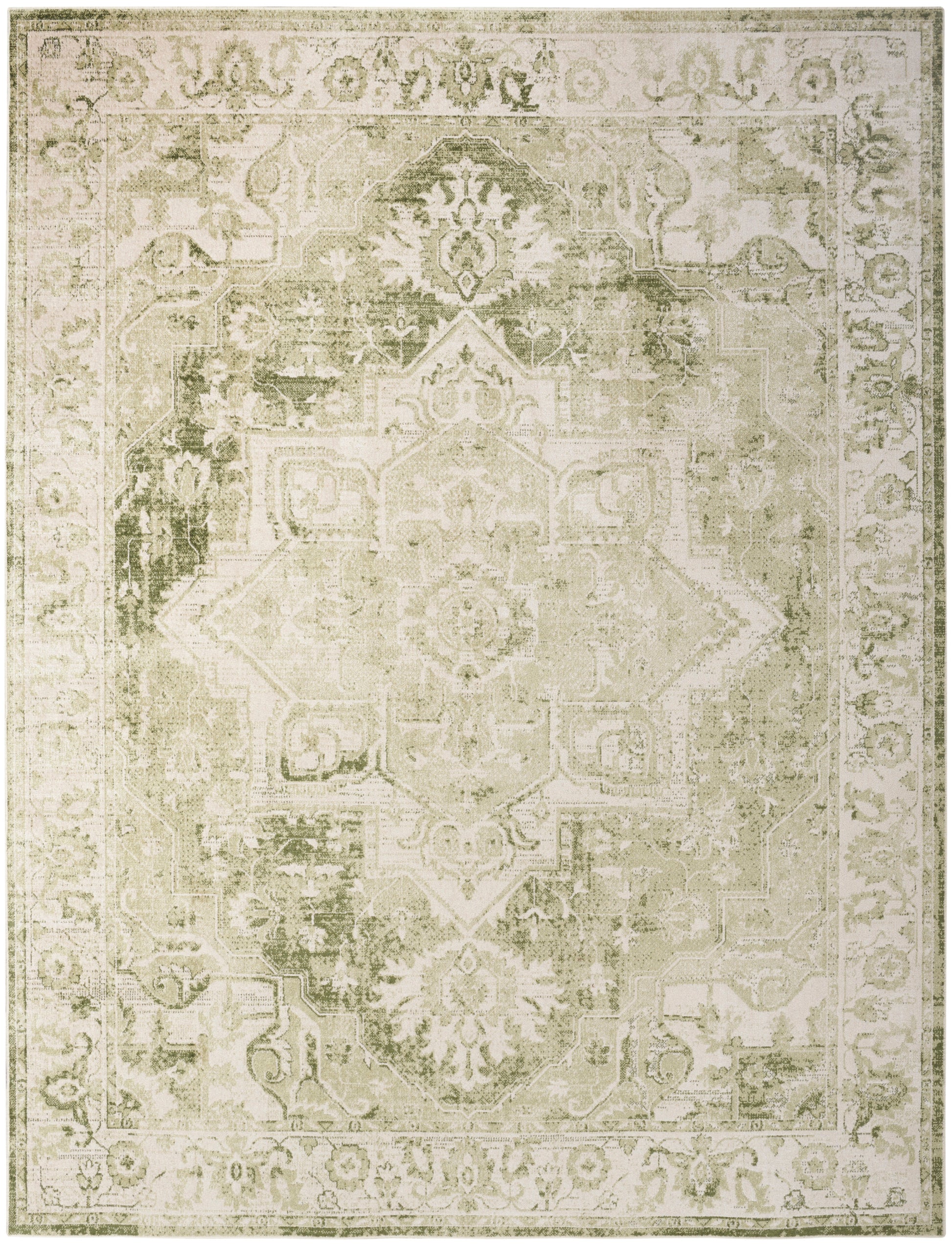 Nourison Home Astra Machine Washable  Ivory Green  Traditional